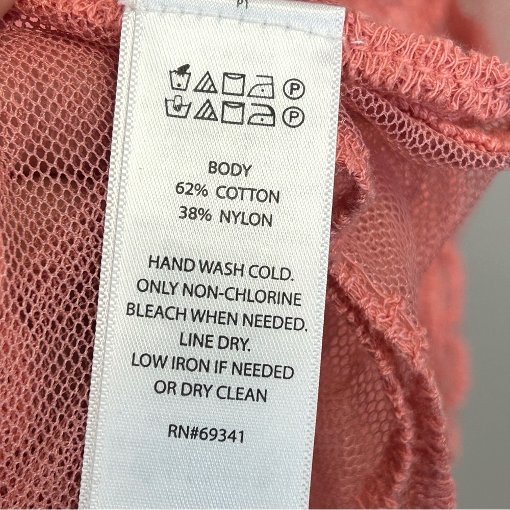 Rachel Zoe Coral Lace Cover-Up Mandala Pattern Boho Beachy O/S Cotton Blend - Picture 6 of 10